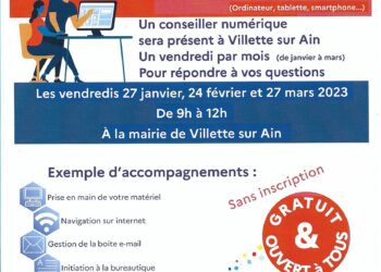 conseiller numérique à villette sur Ain de janvier à mars 1 vendredi par mois